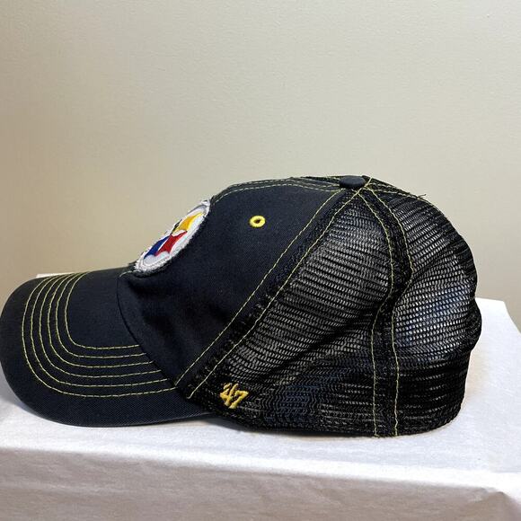 FORTY SEVEN Men's Pittsburgh Steelers NFL Cotton Baseball Cap L/XL Black & Gold - Picture 4 of 7